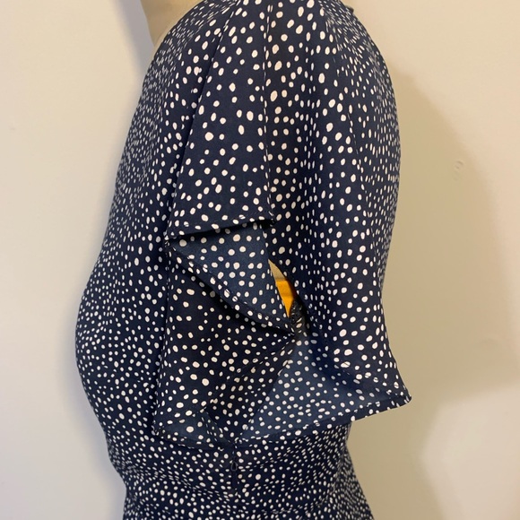 Banana Republic Navy Polka Dot Chiffon Dress Size 6 - Picture 6 of 9